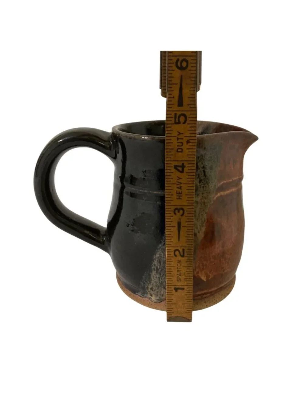 Art Pottery Handmade Pitcher Vase Creamer Black Gray Rust